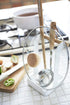 Yamazaki Home Ladle & Lid Rest - Kitchen Utensil Organizer Stand for Cooking, Steel + Wood, White