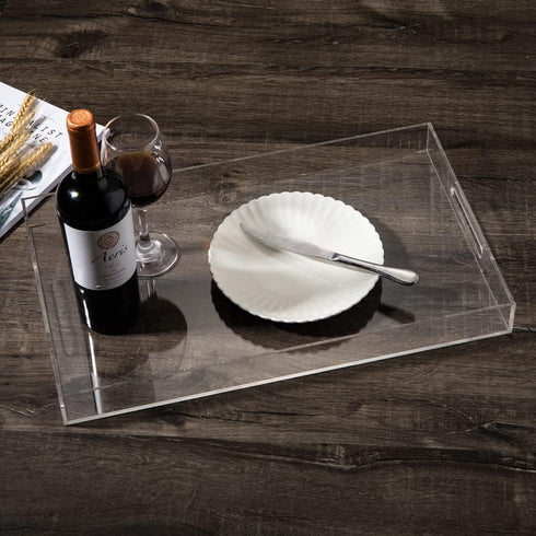 Decorative,16" 12" Countertop,Large Sooyee Clear Acrylic Tray x Plastic Serving Trays for Coffee