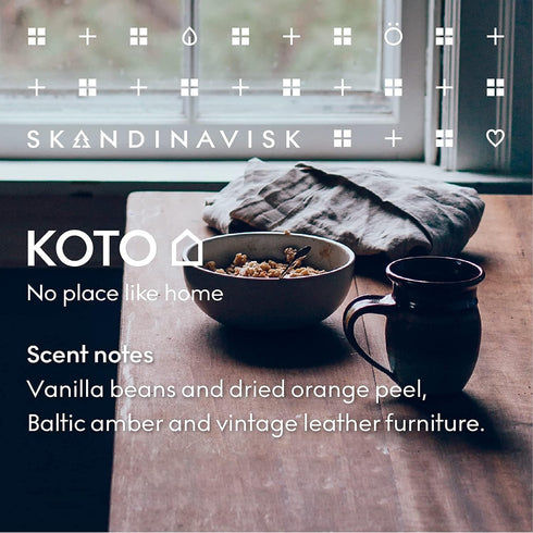 Skandinavisk KOTO Mini Scented Candle 'Home', 2.3 oz. Fragrance Notes: Vanilla Beans, Dried Orange Peel, Amber, Leather.