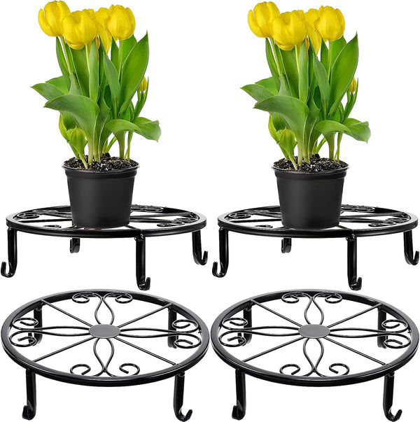4 Pieces Metal Potted Plant Stand Round Iron Floor Flower Supports Holder