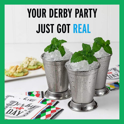 Mint Julep Cups: Stainless Steel Glasses, Set of 2 or Set of 4, 12 oz Metal Cocktail Glasses for Parties