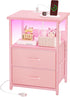 2 Fixwal Night Stand with Charging Station, LED Nightstand with U-S-B Ports and Outlets, Fabric Storage Drawers with PU
