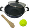 Non Stick Kadai with Glass Lid, Deep Stir Fry Pan for Gas and Induction Cooktops, 2.2 Litre Aluminium