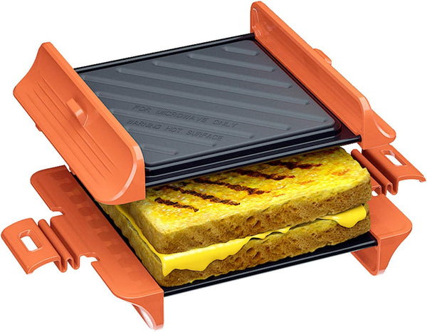 Microwave Sandwich Maker, Panini Press Grill Tray Crisper, Fast and Dishwasher Safe