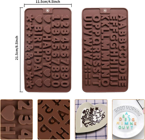 Chocolate Mold Set, Breakable Heart Mold with Hammer, Number and Letter Molds for Cake Decoration and Candy Making