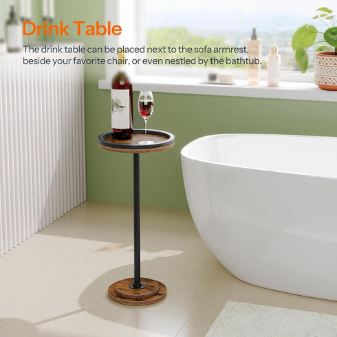 BF168BZ01 HOOBRO Small Round Side Table, Drink Table, Coffee Martini Table with Pedestal Accent for Small Spaces