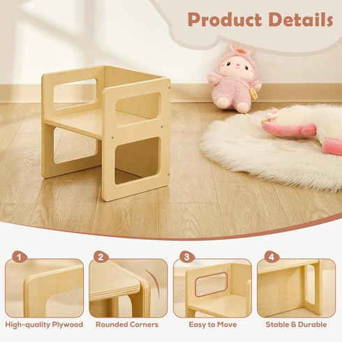 1-3, FUNLIO Height Adjustable Montessori Weaning Chair for Age Quality Solid Wooden Chair