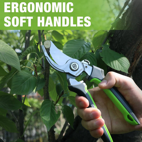 WORKPRO Garden Bypass Pruning Shears, 8.5" Scissors with CRV Forged Blades for Cutting Bonsai, Branch, Herb