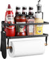 Magnetic Shelf with Paper Towel Holder for Fridge/Washing Machine/Garage, Magnet Kitchen Spice