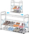 YEASHEIN 3-Tier Expandable Shoe Rack for Closet Floor, X-Frame Metal Small Shoe