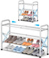 YEASHEIN 3-Tier Expandable Shoe Rack for Closet Floor, X-Frame Metal Small Shoe