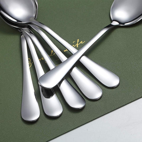 Kyraton 6 Pieces 7.5" Stainless Steel Dinner Spoons, Soup and Dessert Spoons Set