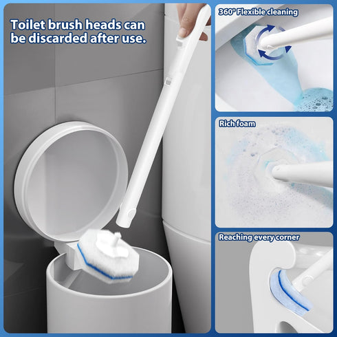 70 1 Pack. Disposable Toilet Brush with Toliet Wand Refills, Toilet Brush and Holder, Wall-Mounted Toilet Bowl Wand
