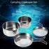 Portable Cookware Set, 4 Pcs Stainless Steel Camping Kitchenware Pan Pot Plate Tableware for Outdoor Cooking