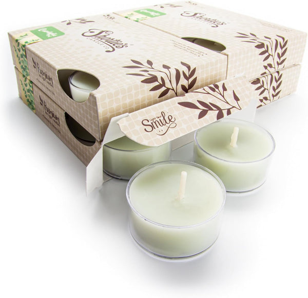 Eucalyptus Leaf Premium Tealight Candles Bulk Pack - 24 Highly Scented Green Tea Lights