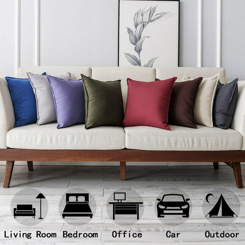 Jeanerlor 26"x26" Decorative Cotton Linen Couch Throw Pillow Case, Dark Grey Euro Sham for Wedding Gift