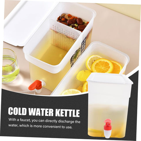 1pc Cold Water Bottle Fridge Dispenser, 3.5L Drink Pitcher for Iced Tea Juice, White