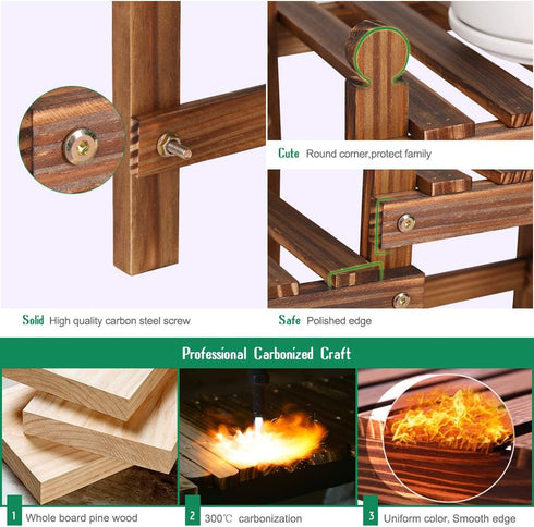 (33.5Long,Multiple Wood Flower Stand Small Plant Stand Indoor Outdoor Plant Shelf Low Window Shelf for Plants