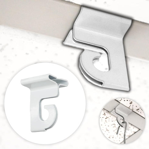 STORE FIXTURES DIRECT Extra Heavy Duty White Aluminum Drop Ceiling Hooks - One Piece Ceiling Grid Clips, 5 Pack