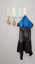 Beachy Wood Wall Rack Tumbler Home - 4 Double Metal Hooks, Distressed Finish, 16 inch x 8 inch Decor