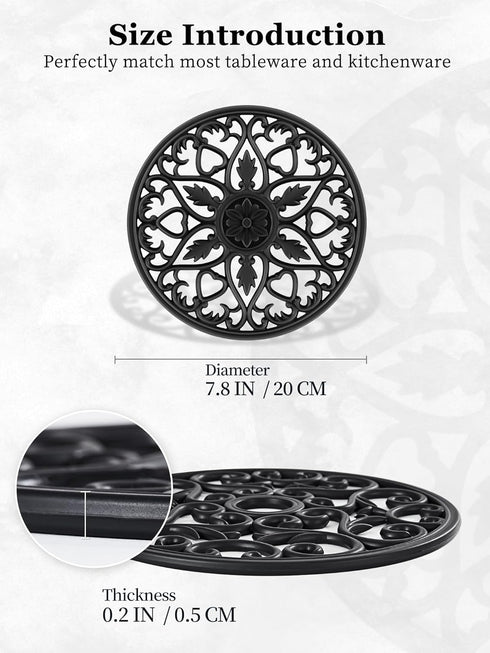 SMARTAKE 3 Set Silicone Trivet Mats, Multi-Use Non-Slip Kitchen Mats for Hot Dishes, Pots, Dining Countertop, Black