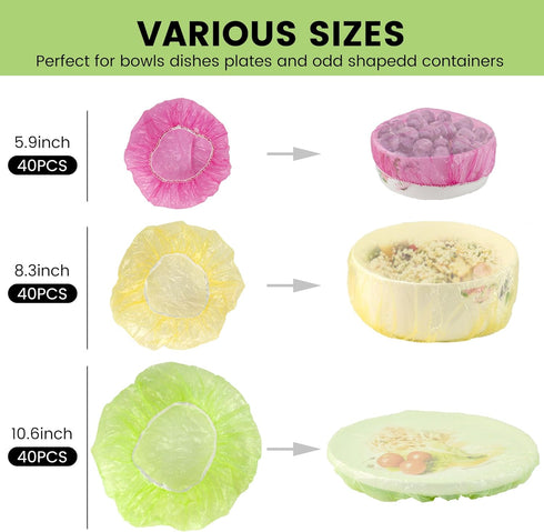 HANSGO 120PCS Reusable Bowl Covers, Elastic Food Storage Covers for Sourdough Bread, 3 Sizes