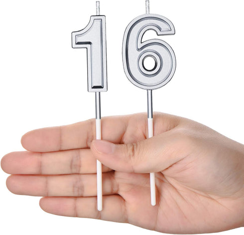 16th Birthday Candles - Happy Birthday Cake Numeral Candles Topper Decoration for Wedding Anniversary