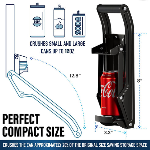 Can Crushers for Recycling, 16 oz Heavy Duty Aluminum Wall Mounted, Soda and Beer Can Smasher