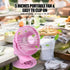 Portable Clip Fan, Battery Operated Mini Table Fan with 3 Speeds, 360° Rotation, Ultra Quiet (Pink)