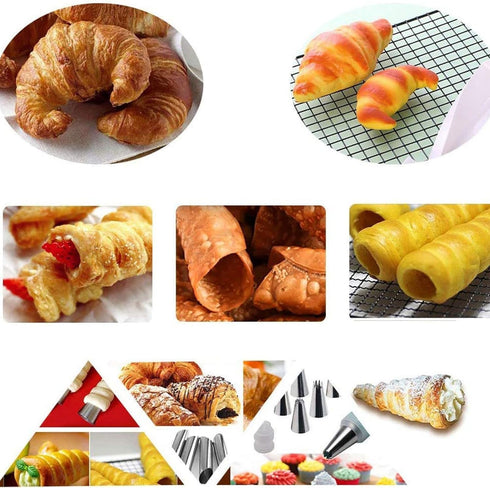 FantasyDay Non-stick Cream Cannoli Tubes, 19 Pcs Stainless Steel Baking Cones with Clean Brush for Pastry
