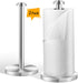 AOSION 2 Pack Stainless Steel Paper Towel Holder, Standing Holders for Kitchen, Bedroom, Bathroom, Brushed Silver