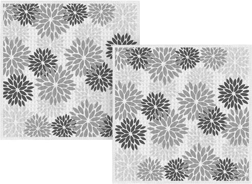 Artoid Mode Grey Dahlia Floral Kitchen Dish Cloths, 12x12 Inch Quick Dry