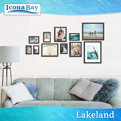 Icona Bay 8x10 Black Picture Frame - Contemporary Composite Wood Frame for Walls or Tabletop - Lakeland Collection