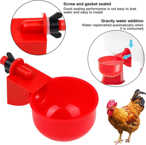 20 Pack Chicken Water Cups, Automatic Chicken Waterer for Poultry Automatic Chicken Watering System, Long-Lasting Use