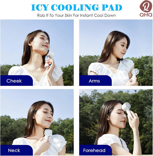 Ice Cooling Handheld Fan, Refrigerating Pad Built-in Mini Turbine Portable Air Conditioner Fan