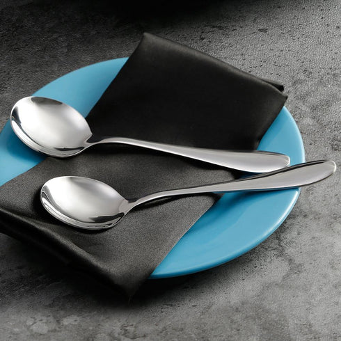 Eslite Large Soup Spoons, 12-Piece Stainless Steel Bouillion Spoons, 7.7 Inches
