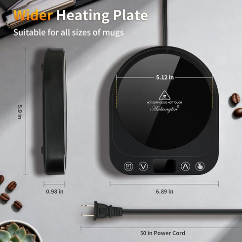 50W 5 2-12H Smart Coffee Mug Warmer, Fast Heating Coffee Warmer for Desk with Temperature Control & Auto Shut Off
