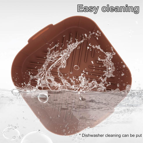 Air Fryer Silicone Liners 2Pcs - Square 8.2inch Reusable Liners for 4-8 QT Air Fryer Basket Accessories