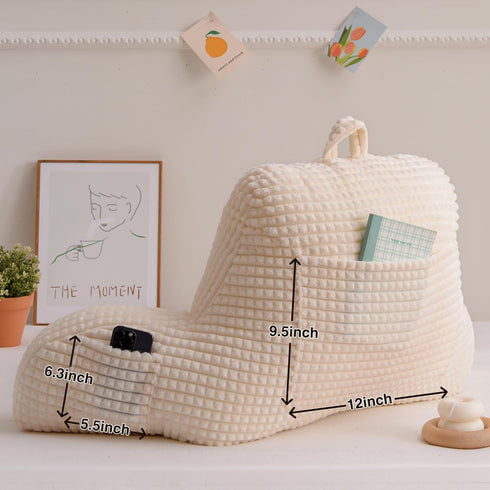 A Nice Night Reading Pillow Bed Wedge Standard Size Backrest with Arms Back Support for Sitting Up in Bed/Couch