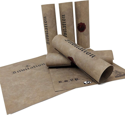 20 Pirate Birthday Invitations for Children, Unique Roll Up Like Real Pirate Scrolls