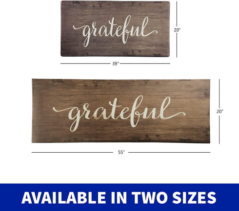 J&V TEXTILES 20x39 inches Anti Fatigue Kitchen Mat, Non Slip, Easy Wipe Clean, Grateful Design, 1/2 Inch Thick