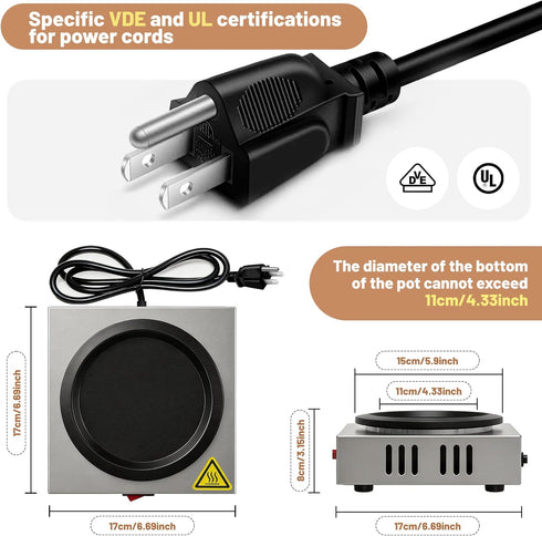Commercial 60W 176 Commercial Coffee Warmer, Single Burner Decanter Warmer Plate, Stainless Steel Portable Warmer
