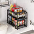 AIYAKA Pull-out Cabinet Organizer, Stackable 2-tier Under Sink Rack with Sliding Storage Drawer for Bathroom, Kitchen,