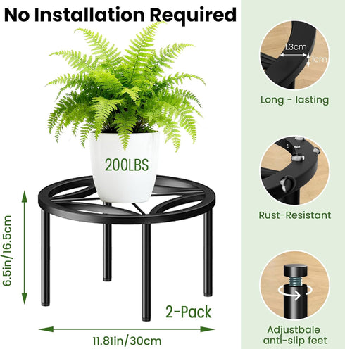 2-Pack Use(11.81" TOSKING Plant Stands - Heavy Duty Low Plant Stand, No Assembly Required Risers for Potted Plants