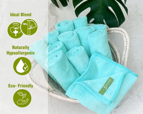 SUMMERMIA 12 Pack 13" 13" Washcloths x - Soft Wash Cloths for Your Face Towel, Wash Cloths for Your Body (Teal)