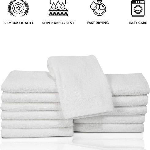 12 Pack Set, 100% 12"x12" Classic Turkish Towels CTT - Premium Washcloths Turkish Cotton, Highly Absorbent & Quick Dry