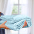60x80 Inches, Vonty Satin Throw - Baby Blue Satin Blanket, Cooling & Silky, Wrinkle-Free Cable Knit for Couch, Sofa