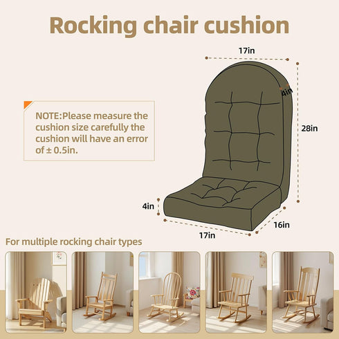 44x19x4 inch Rocking Chair Cushion - Plaid Corduroy Fabric, High-Density Sponge, Durable Comfort Non-Slip Bottom Tufted