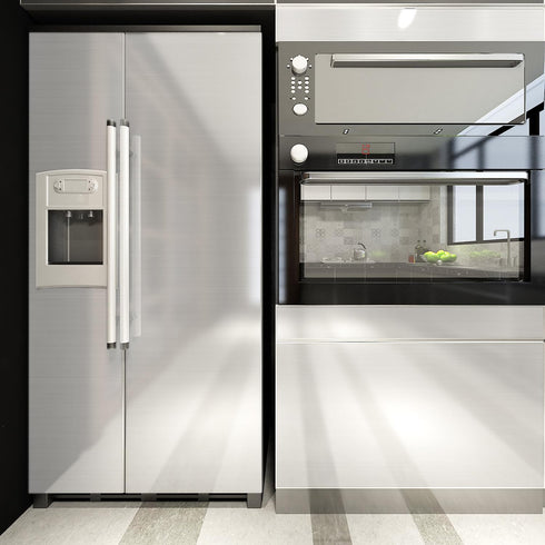 Livelynine Brushed Nickel Peel and Stick Wallpaper, Silver Stainless Steel Contact Paper for Appliances, 15.8x78.8 in