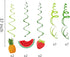 30Ct Tutti Frutti Hanging Swirl Decorations, Tropical Fruit Party Supplies for Summer Birthday Luau
